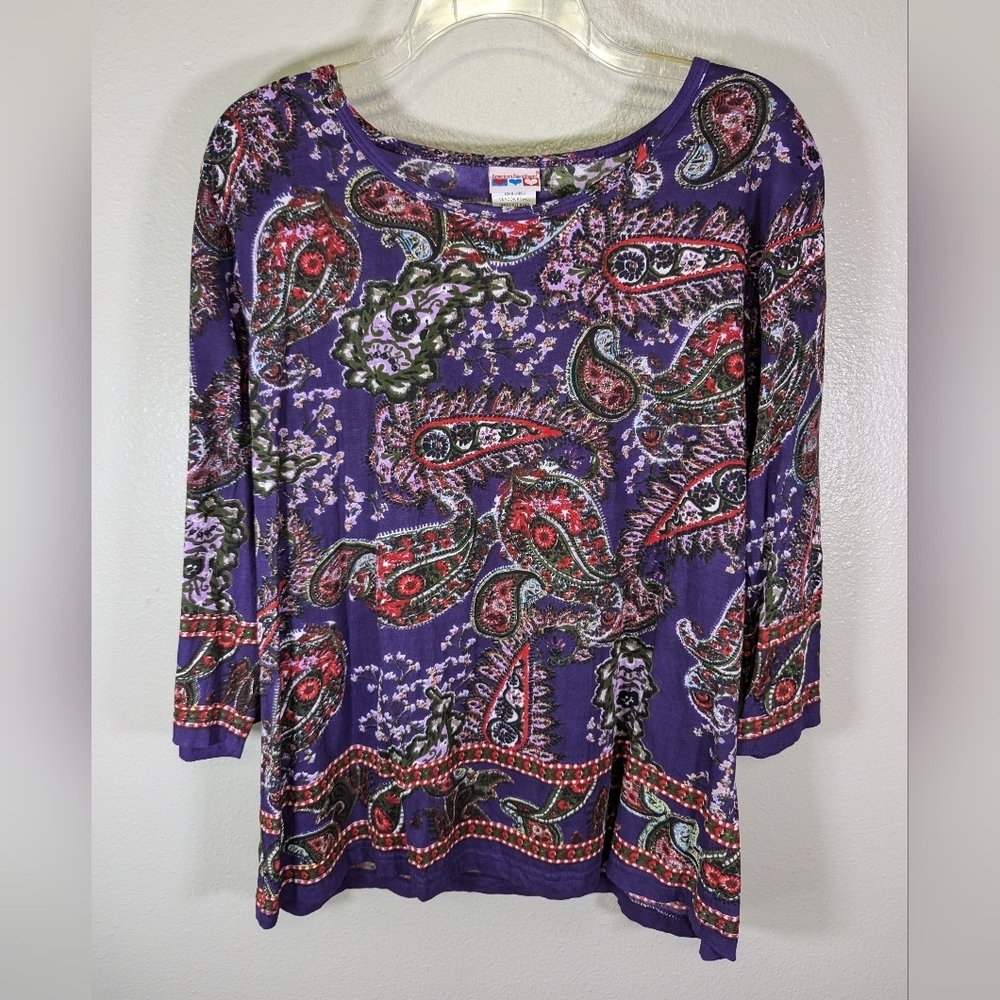 American Sweetheart women's paisley purple top size L